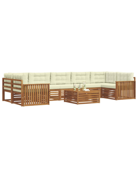 Set di divani con cuscino 8 pcs Naturale e Crema
