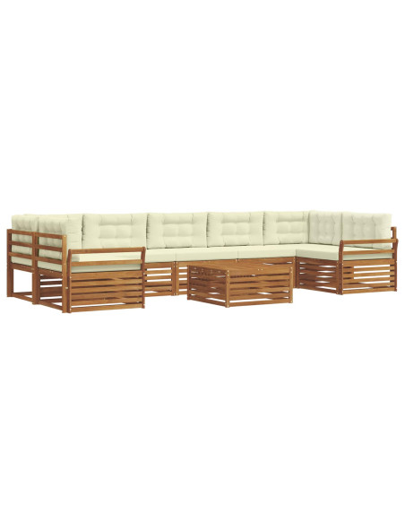 Set di divani con cuscino 8 pcs Naturale e Crema