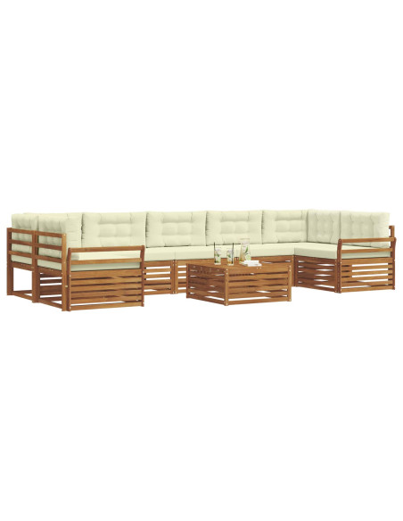 Set di divani con cuscino 8 pcs Naturale e Crema