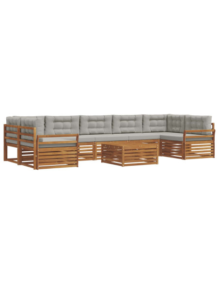 Set di divani con cuscino 24 pcs Grigio Naturale e Chiaro