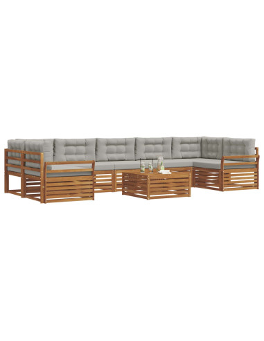 Set di divani con cuscino 24 pcs Grigio Naturale e Chiaro