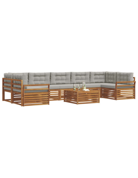 Set di divani con cuscino 24 pcs Grigio Naturale e Chiaro