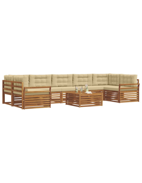 Set di divani con cuscino 8 pcs Naturale e Beige