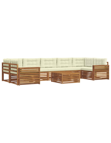 Set di divani con cuscino 8 pcs Naturale e Crema