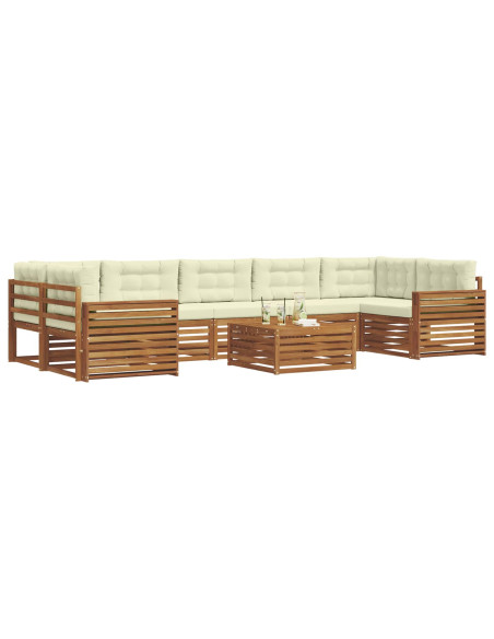 Set di divani con cuscino 8 pcs Naturale e Crema