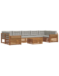 Set di divani con cuscino 24 pcs Grigio Naturale e Chiaro 2