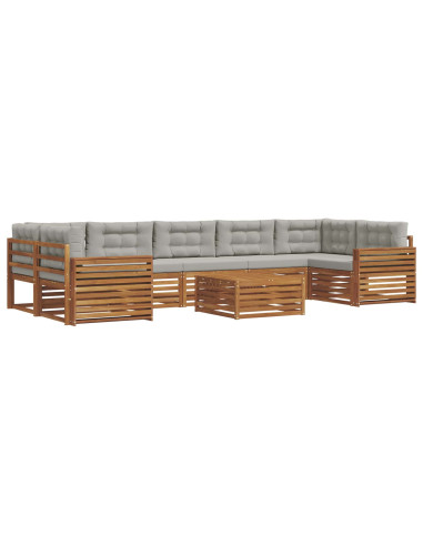 Set di divani con cuscino 24 pcs Grigio Naturale e Chiaro