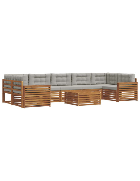 Set di divani con cuscino 24 pcs Grigio Naturale e Chiaro