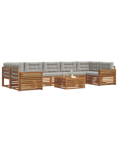 Set di divani con cuscino 24 pcs Grigio Naturale e Chiaro