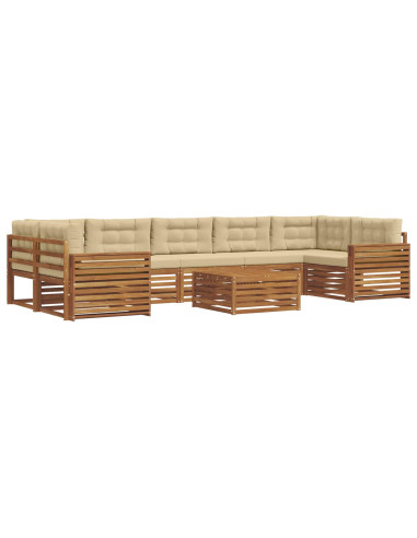 Set di divani con cuscino 8 pcs Naturale e Beige
