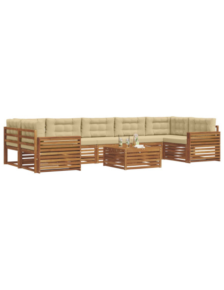 Set di divani con cuscino 8 pcs Naturale e Beige