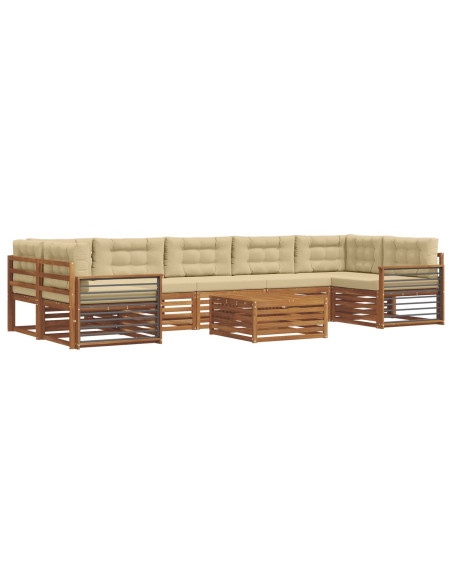 Set di divani con cuscino 8 pcs Naturale e Beige