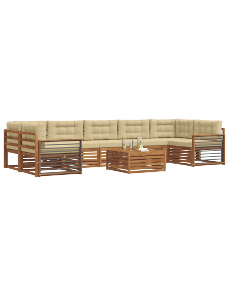 Set di divani con cuscino 8 pcs Naturale e Beige