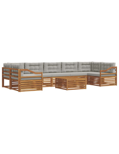Set di divani con cuscino 24 pcs Grigio Naturale e Chiaro