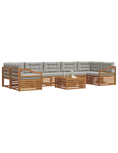 Set di divani con cuscino 24 pcs Grigio Naturale e Chiaro