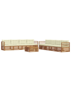Set di divani con cuscino 9 pcs Naturale e Crema 2