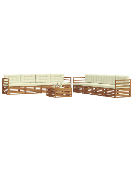 Set di divani con cuscino 9 pcs Naturale e Crema