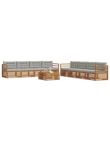 Set di divani con cuscino 9 pcs Grigio Naturale e Chiaro