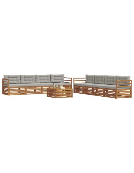 Set di divani con cuscino 9 pcs Grigio Naturale e Chiaro