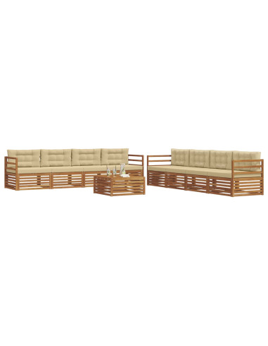 Set di divani con cuscino 9 pcs Naturale e Beige