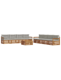 Set di divani con cuscino 9 pcs Grigio Naturale e Chiaro 2