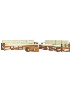 Set di divani con cuscino 9 pcs Naturale e Crema 2