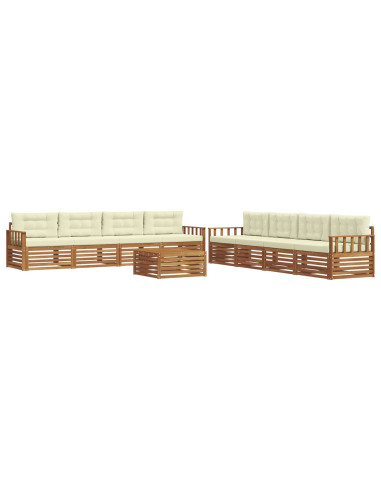 Set di divani con cuscino 9 pcs Naturale e Crema