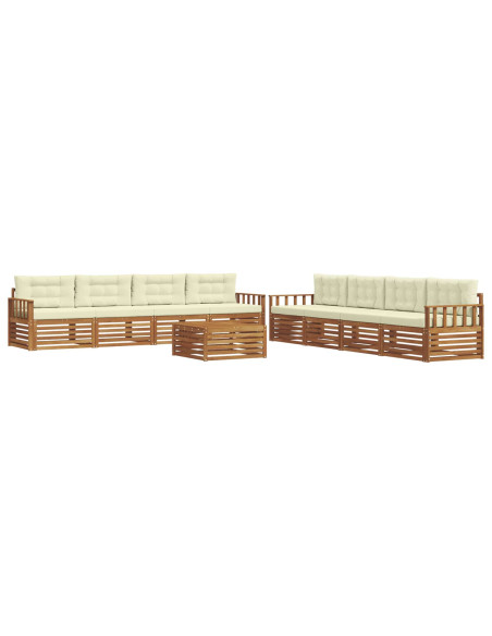Set di divani con cuscino 9 pcs Naturale e Crema