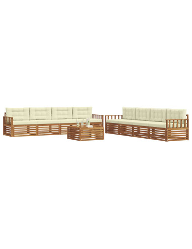 Set di divani con cuscino 9 pcs Naturale e Crema