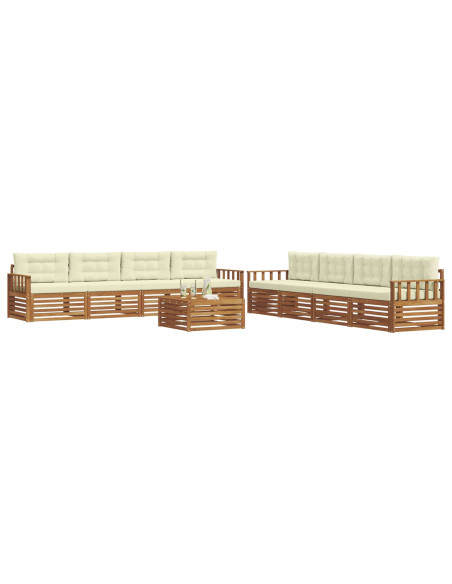 Set di divani con cuscino 9 pcs Naturale e Crema