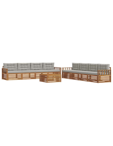 Set di divani con cuscino 9 pcs Grigio Naturale e Chiaro