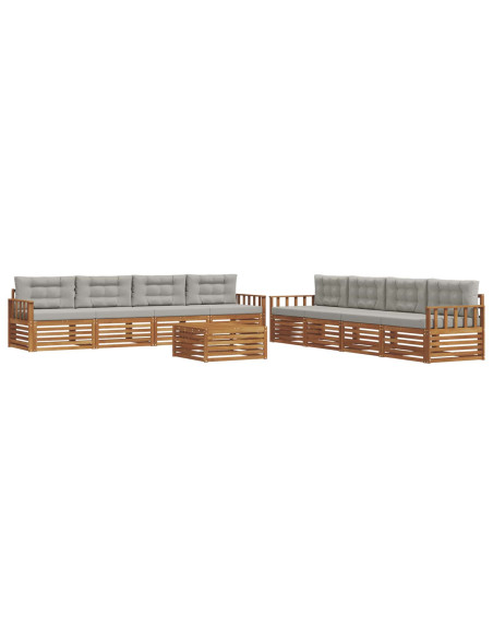 Set di divani con cuscino 9 pcs Grigio Naturale e Chiaro