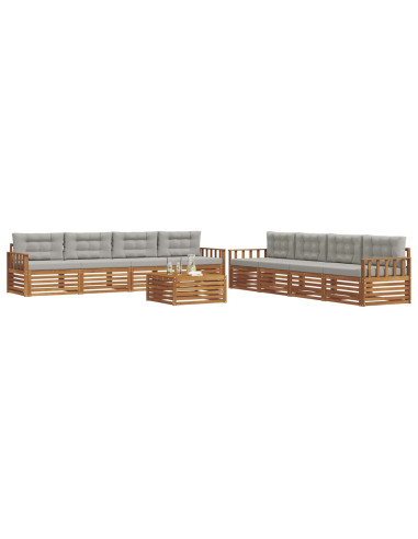 Set di divani con cuscino 9 pcs Grigio Naturale e Chiaro