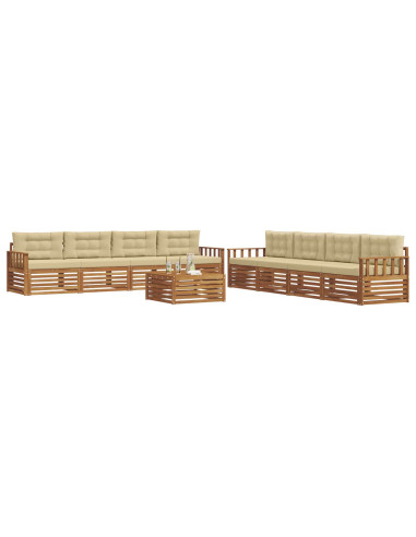 Set di divani con cuscino 9 pcs Naturale e Beige