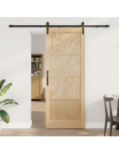 Porta scorrevole Naturale 83 x 211 cm Legno Massello di Pino