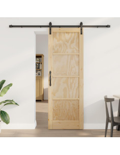 Porta scorrevole Naturale 73,5 x 211 cm Legno Massello di Pino