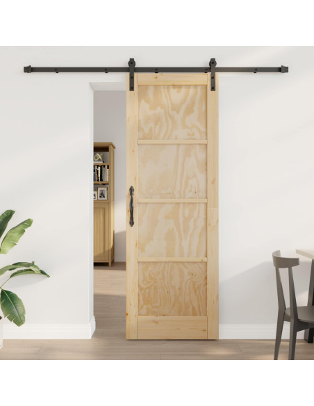 Porta scorrevole Naturale 73,5 x 211 cm Legno Massello di Pino