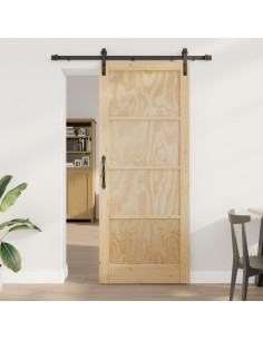 Porta scorrevole Naturale 86 x 211 cm Legno Massello di Pino