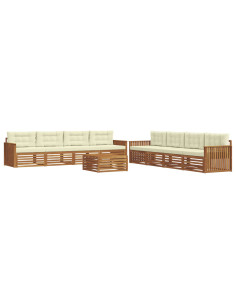 Set di divani con cuscino 9 pcs Naturale e Crema 2
