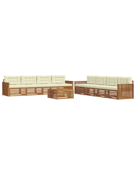 Set di divani con cuscino 9 pcs Naturale e Crema