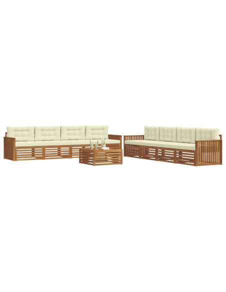 Set di divani con cuscino 9 pcs Naturale e Crema