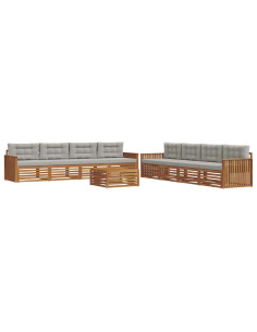 Set di divani con cuscino 9 pcs Grigio Naturale e Chiaro 2