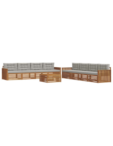 Set di divani con cuscino 9 pcs Grigio Naturale e Chiaro