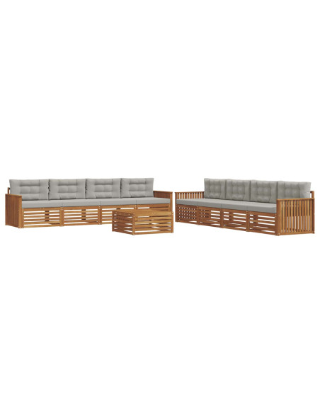 Set di divani con cuscino 9 pcs Grigio Naturale e Chiaro