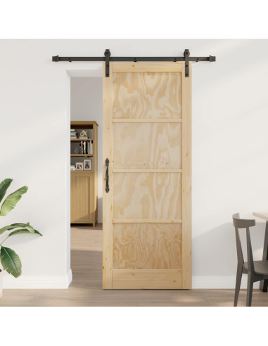 Porta scorrevole Naturale 83 x 211 cm Legno Massello di Pino