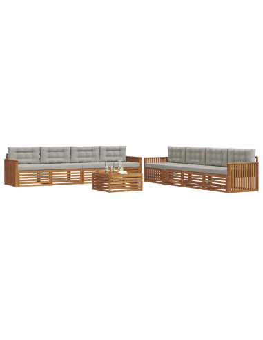 Set di divani con cuscino 9 pcs Grigio Naturale e Chiaro