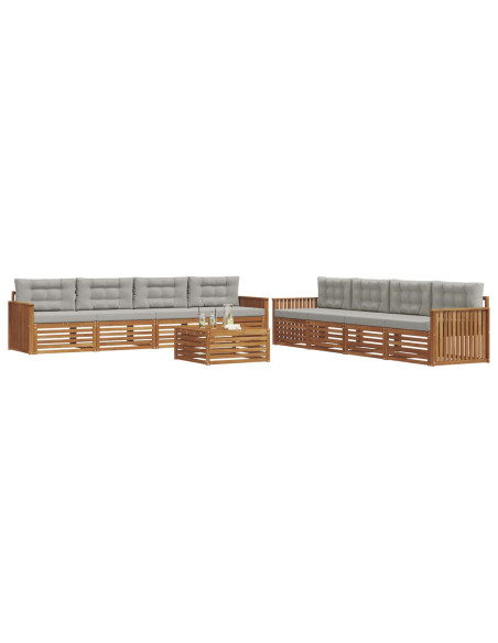 Set di divani con cuscino 9 pcs Grigio Naturale e Chiaro