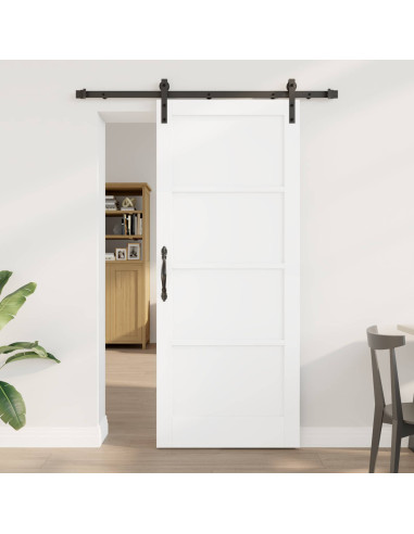 Porta scorrevole Bianco 83 x 202 cm Legno Massello di Pino