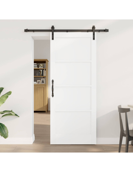 Porta scorrevole Bianco 83 x 202 cm Legno Massello di Pino