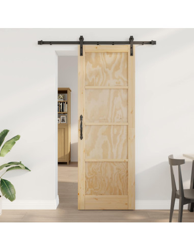 Porta scorrevole Naturale 73,5 x 211 cm Legno Massello di Pino